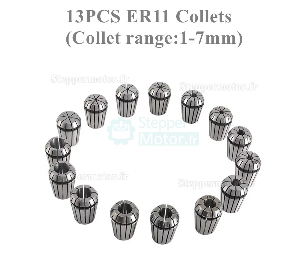 1,5kW 110V/220V Kit moteur de broche refroidi par air OSP001696 + H100-0.75 avec variateur de fr&eacute;quence (VFD) et 13 pi&egrave;ces pinces ER11